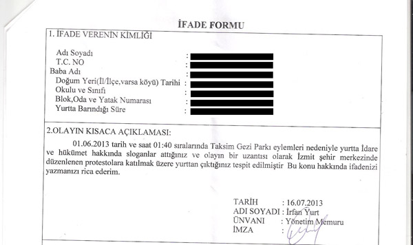 Kredi Yurtlar sınır tanımadı: Gezi Direnişi’ne katılana da katılmayana da soruşturma!