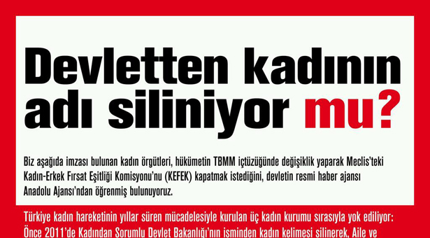 Kadın örgütleri AKP&#8217;yi tam sayfa uyardı