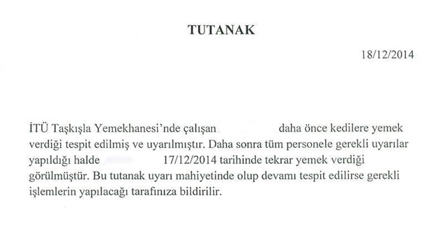 İTÜ’de ‘Kedilere yemek verdin’ uyarısı