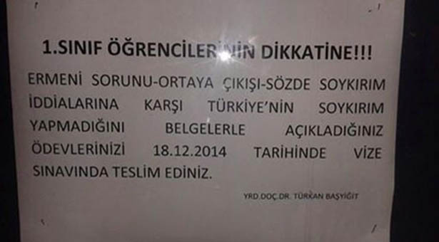 Üniversitede &#8216;Ermeni soykırımının olmadığını kanıtlayın&#8217; ödevi