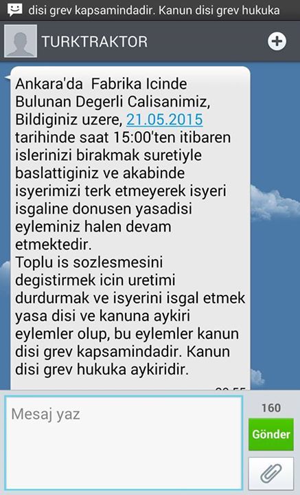 türk traktör tehdir mesajı meyal
