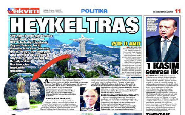 Takvim Gazetesi AKP’li belediyeyi CHP’li sanarak eleştirdi