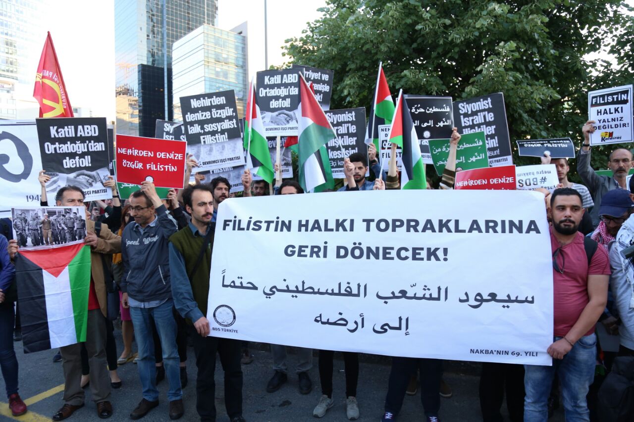Nakba&#8217;nın yıldönümünde İsrail Konsolosluğu önünde protesto