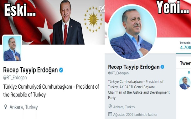 Erdoğan sosyal medya hesaplarından &#8216;Cumhuriyet&#8217;i kaldırdı