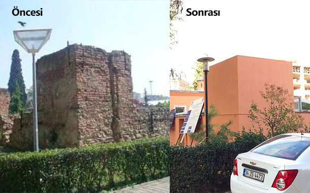 Tarihi yapının tavanı cam, zemini parke ile kaplandı, somon rengine boyandı