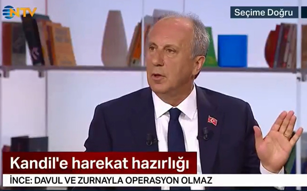 İnce&#8217;den Kandil çıkışı: &#8220;Erdoğan&#8217;ın derdi operasyon yapmak değil, buradan oy devşirmek&#8221;