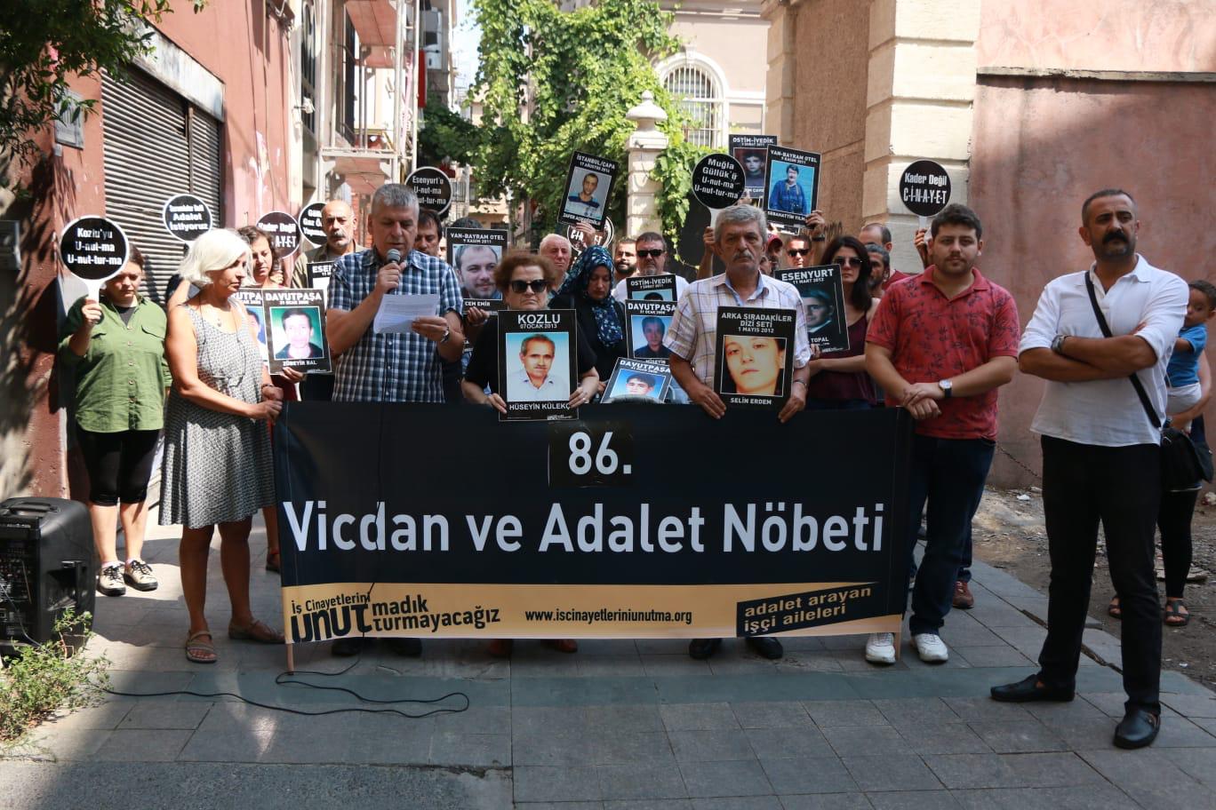 Vicdan ve Adalet Nöbeti’nde 86. buluşma: “Bütün sorumlular yargılanacak!”