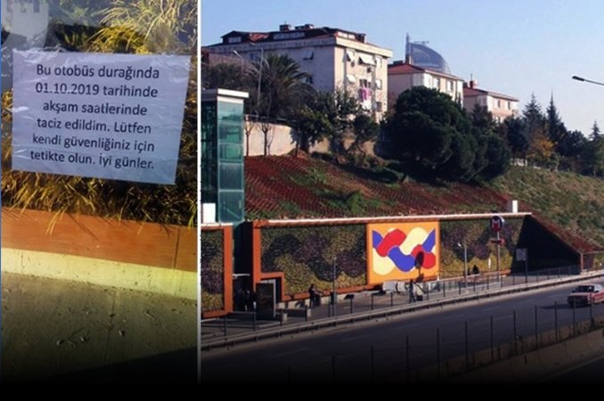 Tacize maruz bırakıldı, karakoldaki şikayetinde &#8220;Bir şey çıkmaz&#8221; denince durağa uyarı afişi astı: “Burada taciz edildim, lütfen kendi güvenliğiniz için tetikte olun”