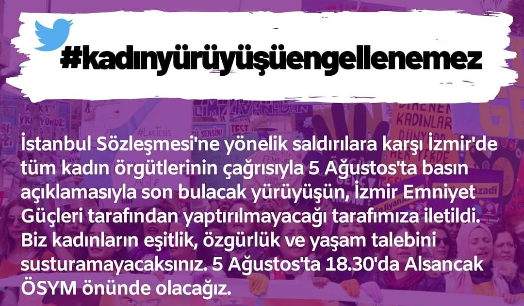 İzmirli kadınlar valiliğin yürüyüş engelini tanımıyor: &#8220;Eşitlik, özgürlük ve yaşam mücadelemizi susturamayacaksınız!&#8221;