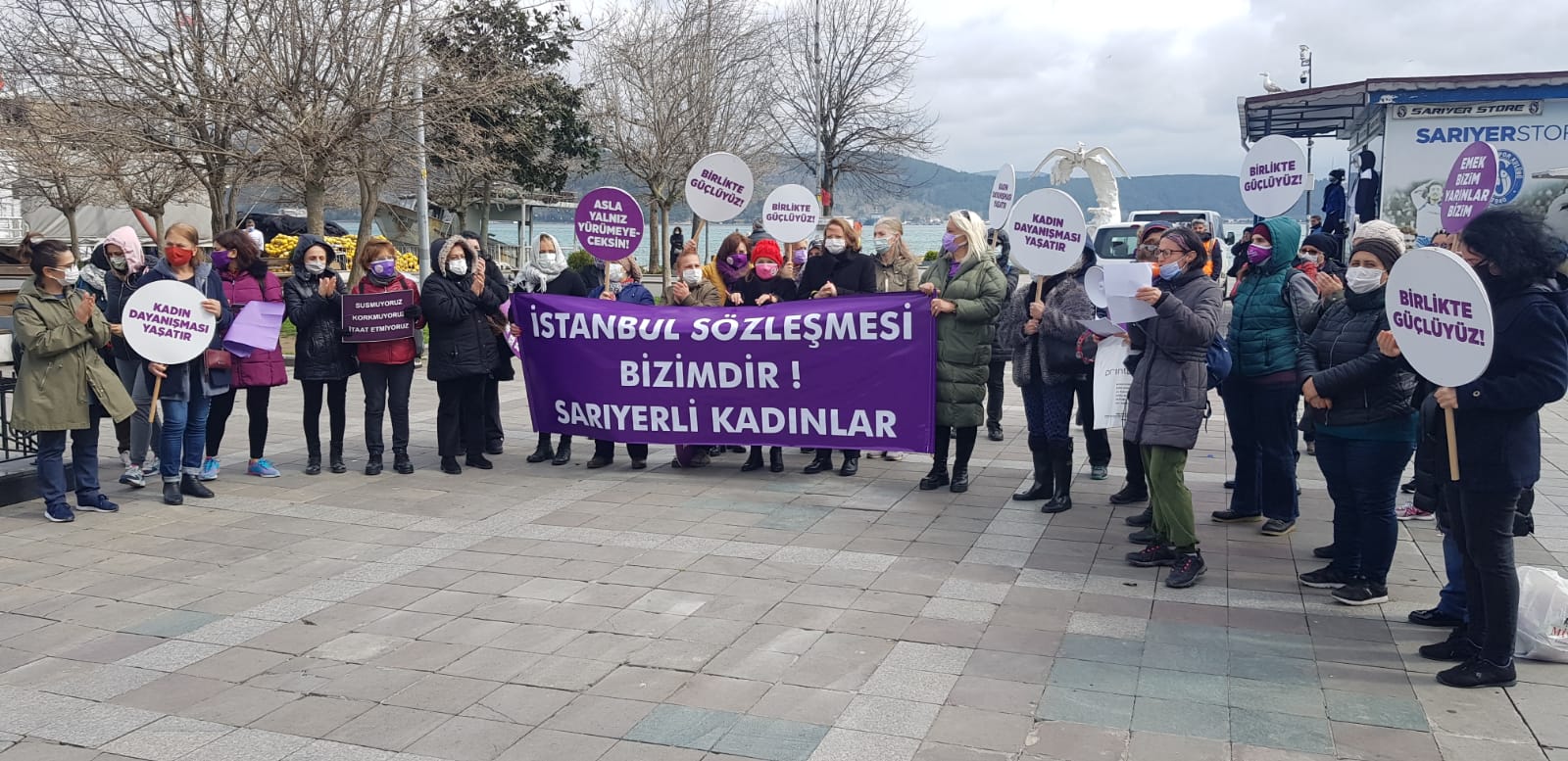Kadınlar Sarıyer&#8217;de eylemde: &#8220;İstanbul Sözleşmesi yaşatır&#8221;