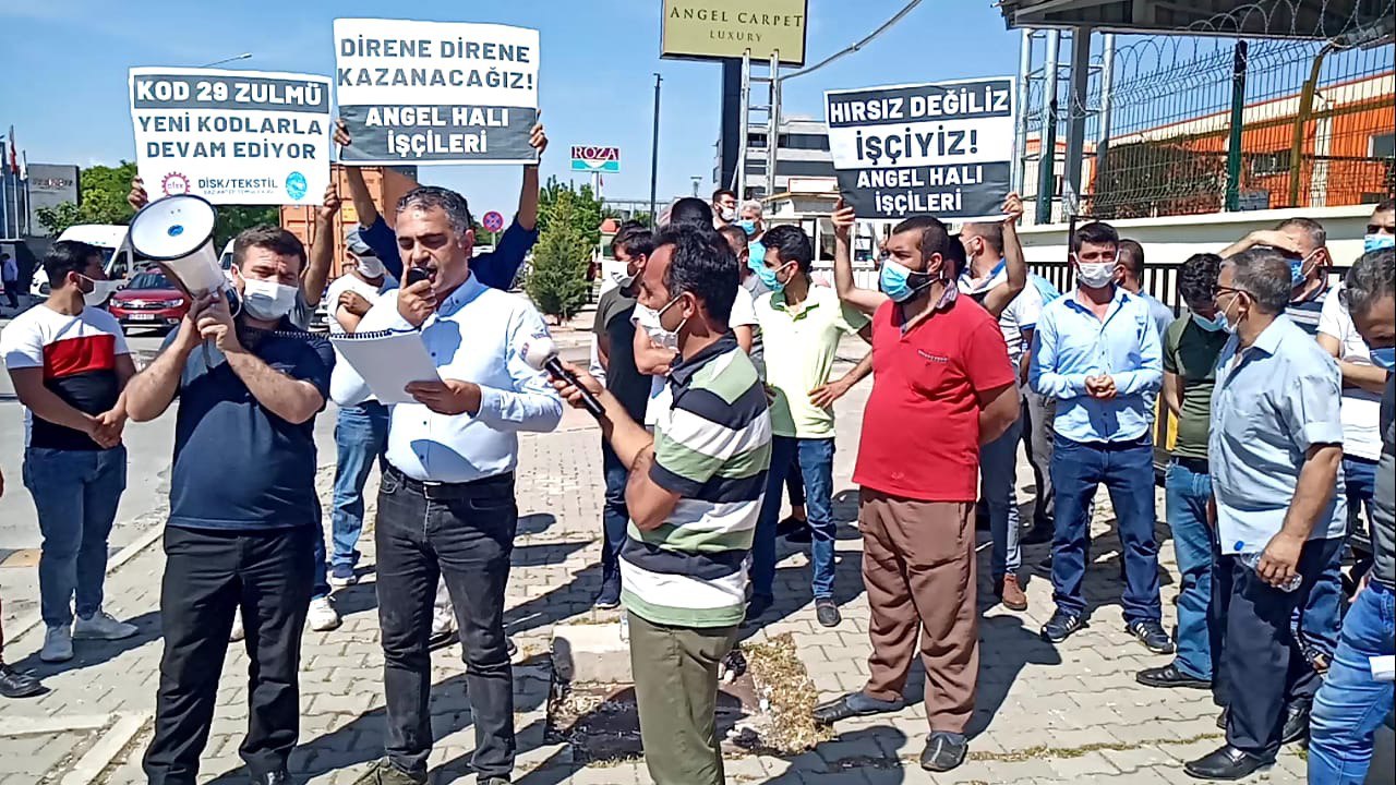 Angel Halı işçileri direnişe geçti: “Kod 29 zulmü yeni kodlarla devam ediyor”