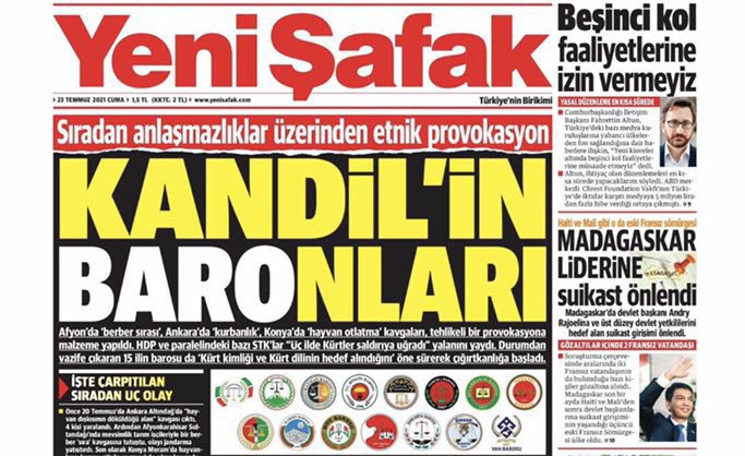 Yeni Şafak, ırkçı saldırılar karşısında duran baroları hedef aldı