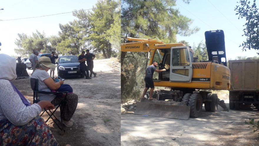Köylüler, Muğla&#8217;da taş ocağı için yapılan yol yapım çalışmasını durdurdu