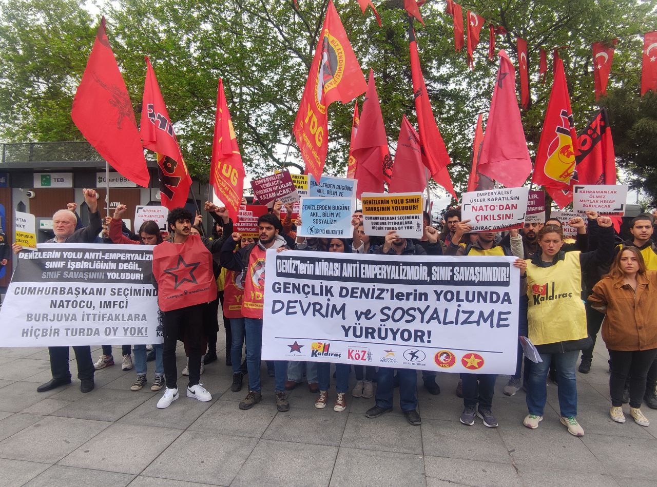 Gençlik örgütleri Denizlerin idamının 51. yılında Dolmabahçe&#8217;ye yürüdü: &#8220;Emperyalistler, iş birlikçiler, 6. Filoyu unutmayın!”