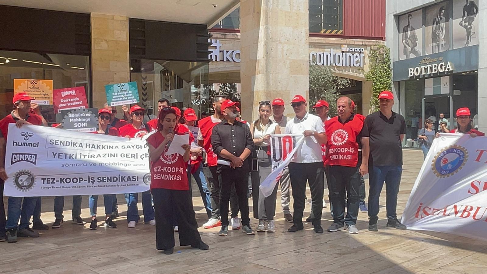 Tez-Koop-İş, Viaport Asya AVM önünde: “Hummel ve Camper patronlarına dur deme zamanı, yetki itirazını geri çekin”