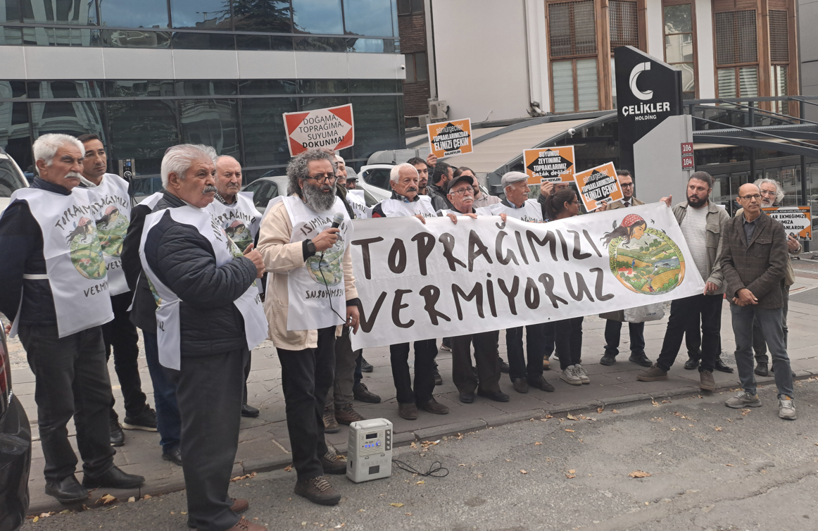 Çorum Sungurlulular taş ocağı projesine karşı şirketin Ankara’daki merkezi önünde: “Topraklarımızı sömürgecilere vermeyeceğiz”