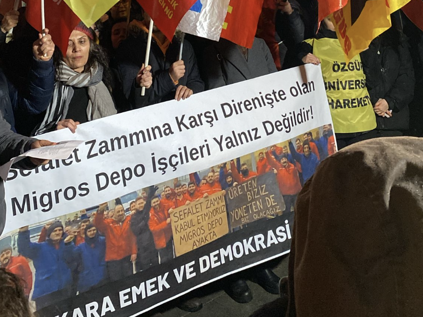Ankara Emek ve Demokrasi Güçleri’nin çağrısıyla Migros işçileri ile dayanışma eylemi: “Migros’tan alma, suça ortak olma!”